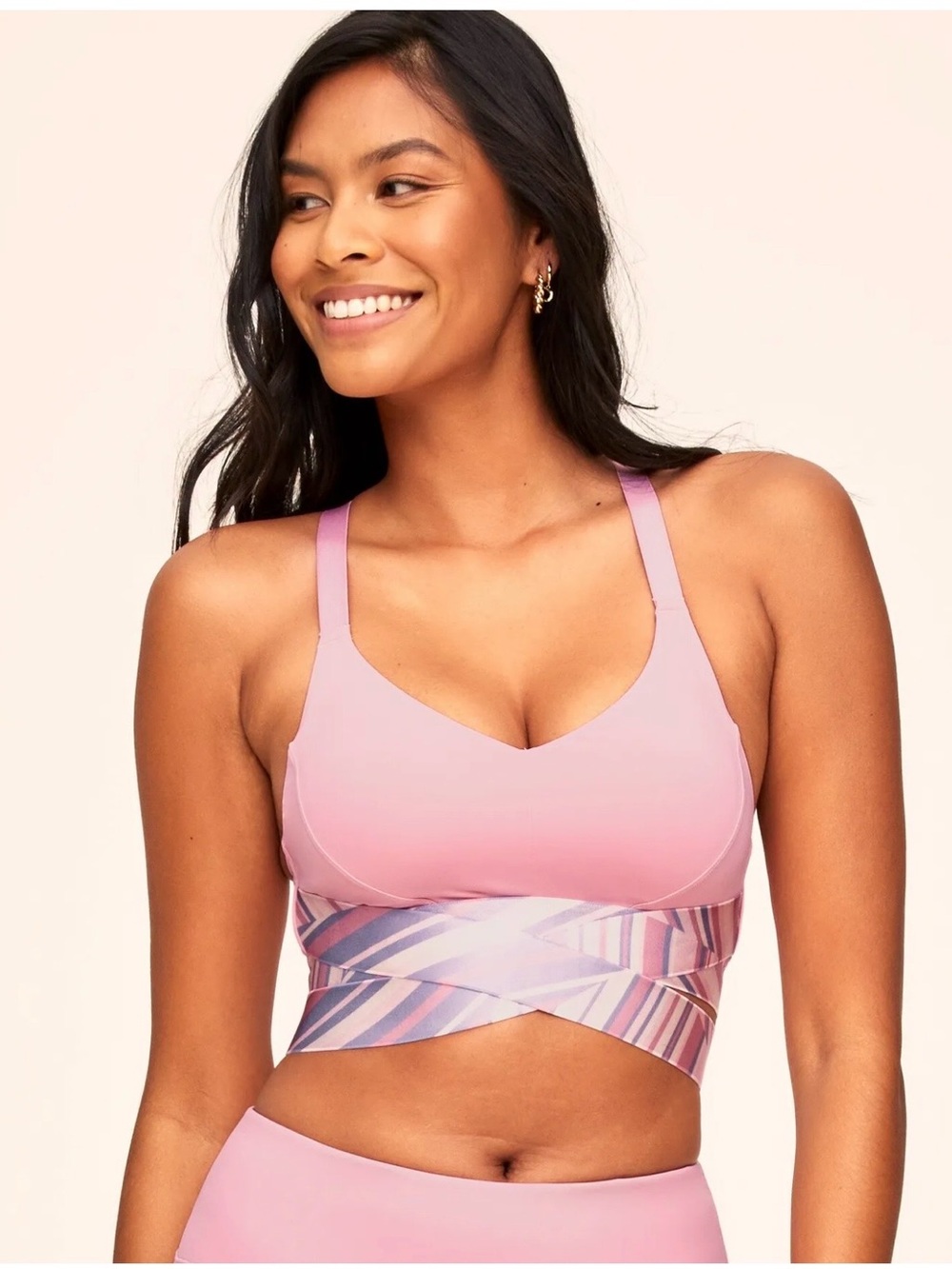 Adore Me Pink Sports Bra with Strappy Band Size L